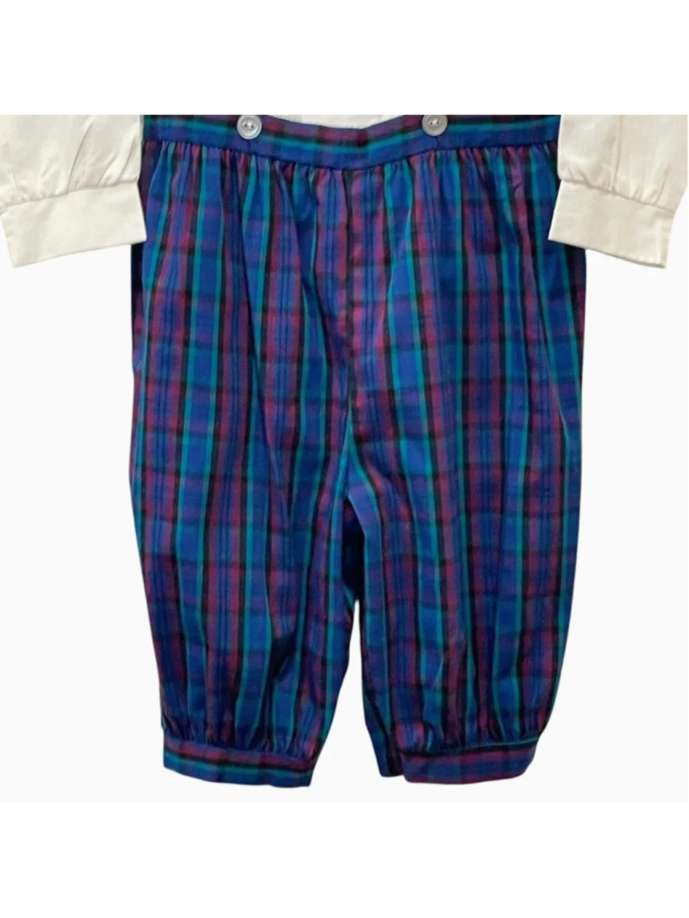 Vintage Lumpkin by Julie Le Corgne Boys Size 4T Buster Suit Romper Set Plaid USA